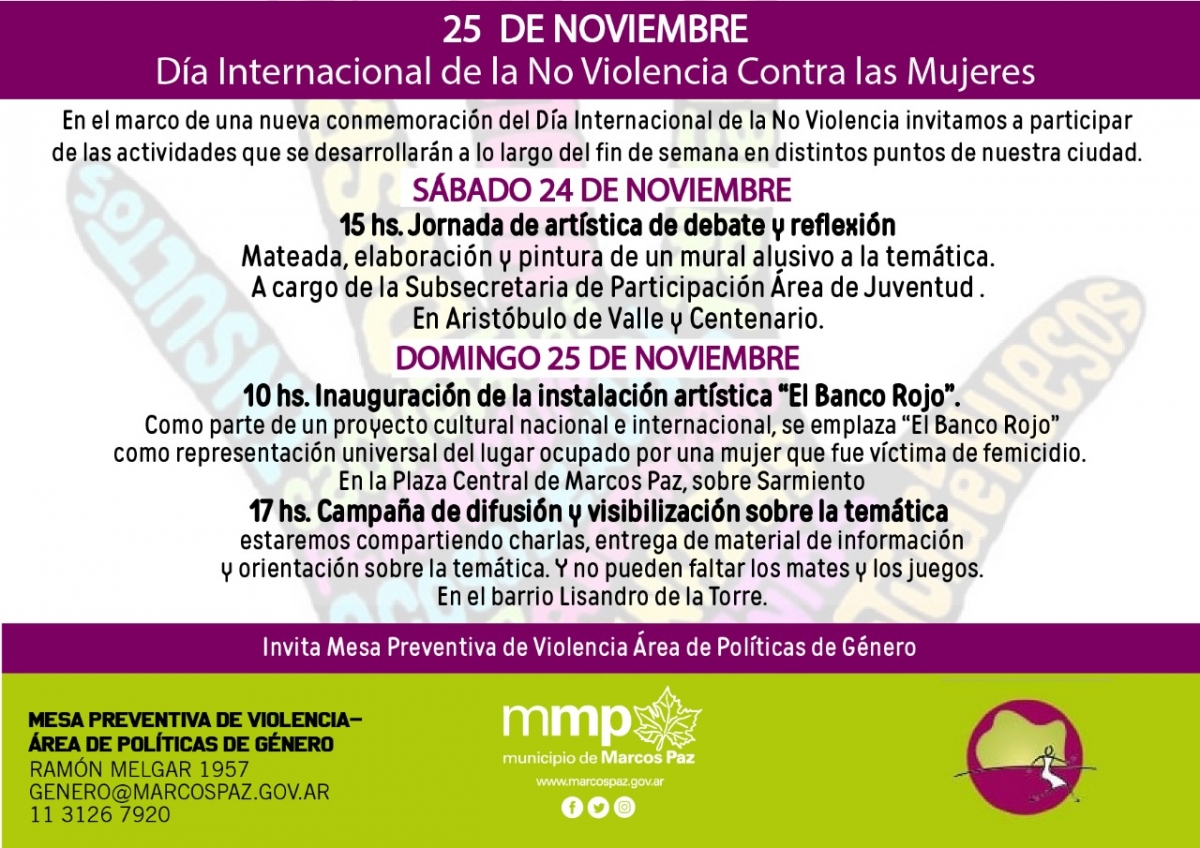 Actividades por el Día Internacional de la No Violencia Hacia las Mujeres