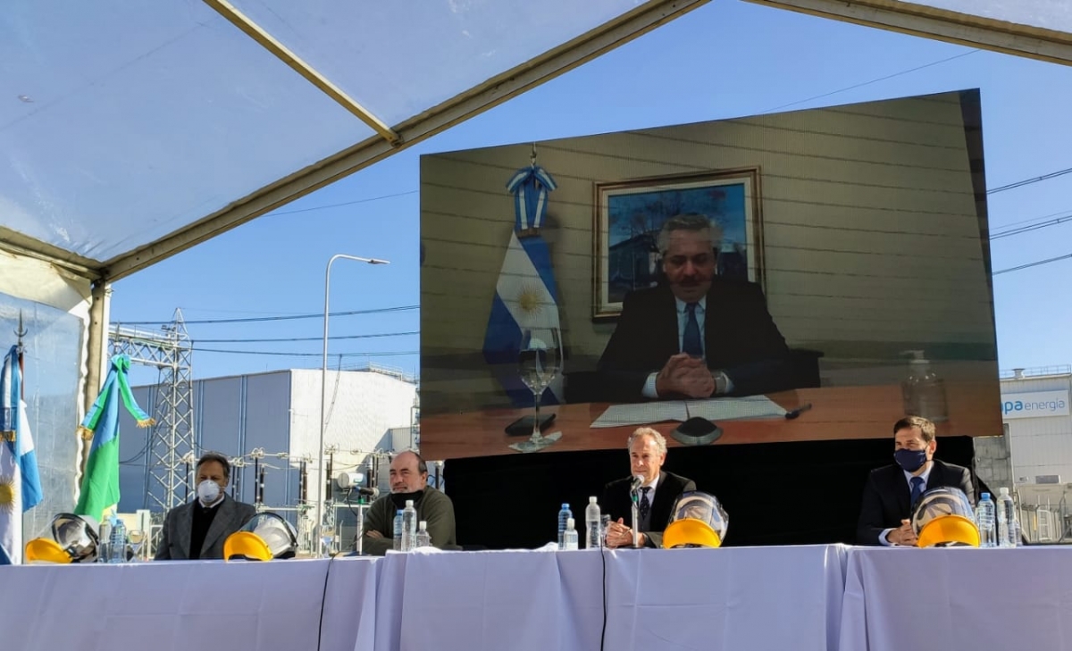 Inauguración la ampliación de la Central Termoeléctrica Genelba junto al Presidente de la Nación, y el titular de Pampa Energía.