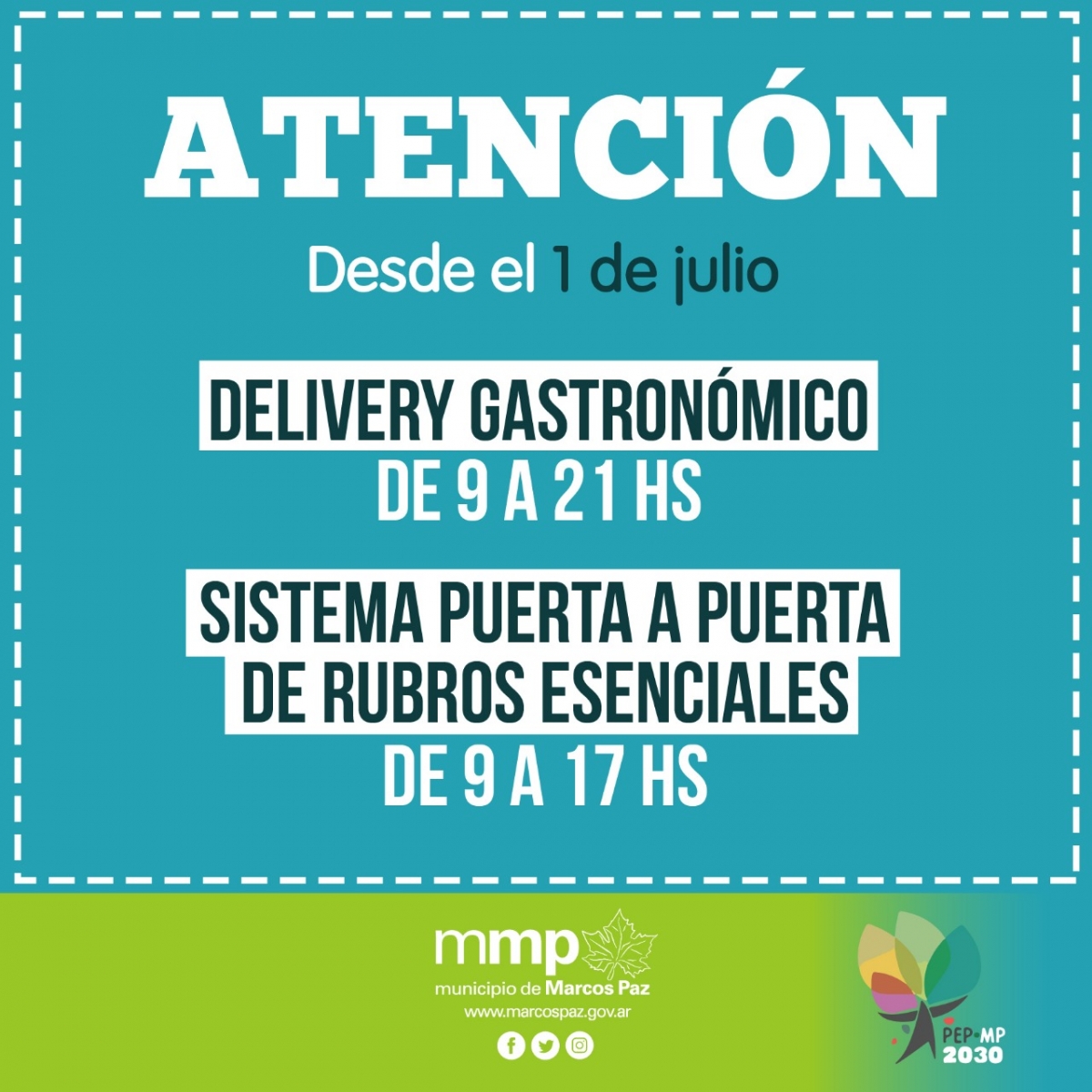 Atención: Horarios de entrega de productos.