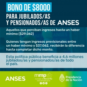 Nuevo bono para Jubilados y Pensionados