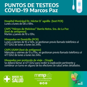 Puntos de Testeos COVID-19 en Marcos Paz