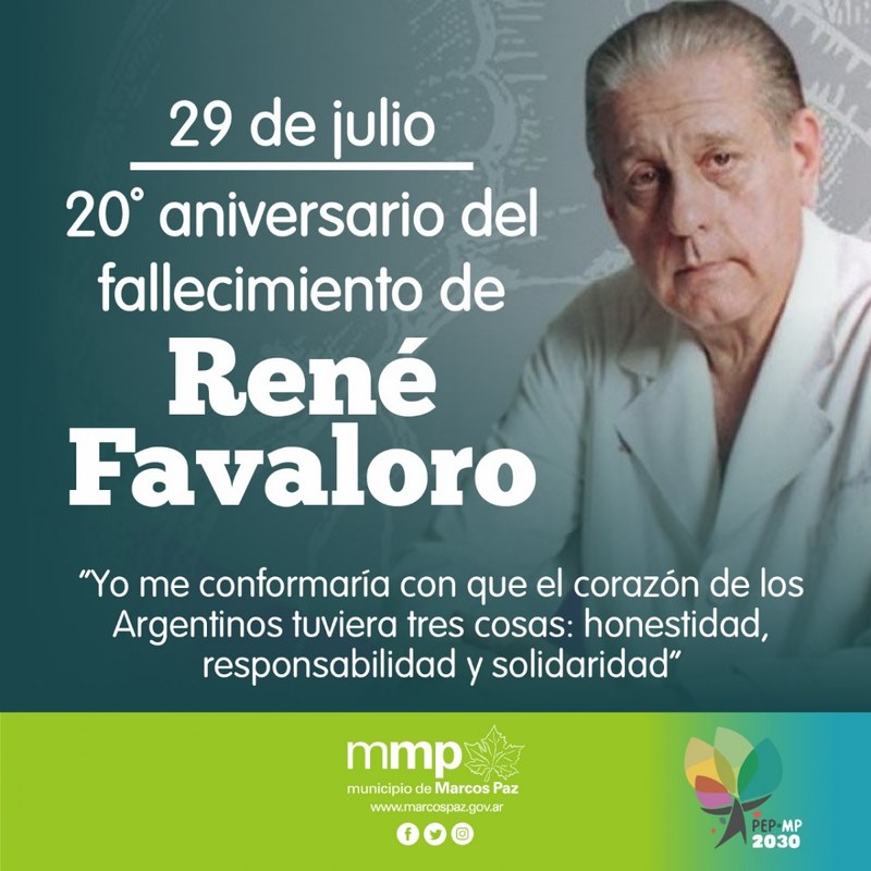 29 de julio: 20° Aniversario del fallecimiento del Dr. René Favaloro