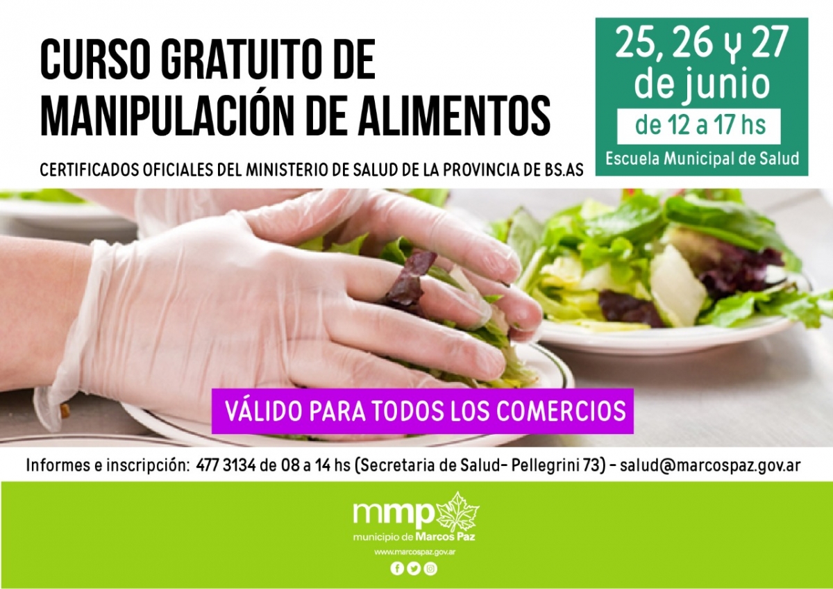 Curso gratuito de manipulación de alimentos