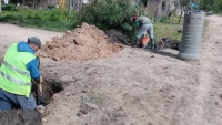 Reposición de un caño de desagüe en El Lucero