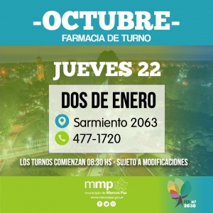 Farmacia de turno de hoy, 22/10