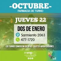 Farmacia de turno de hoy, 22/10