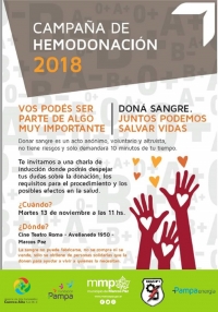 CAMPAÑA DE HEMODONACIÓN 2018, el martes 13 de noviembre