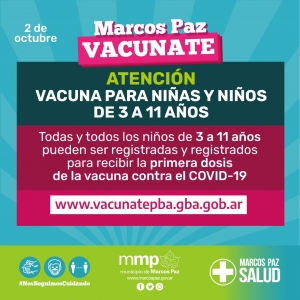 Vacuna para niñas y niños de 3 a 11 años