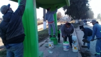 Pintura vial y de los refugios sobre Ruta 40