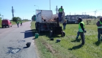 Bacheo en la Ruta 40 a la altura de la Escuela N°8