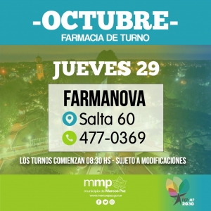 Farmacia de turno de hoy, 29/10