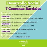 Desarrollo Social atiende en las 7 Comunas Barriales