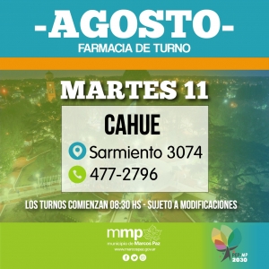 Farmacias de turno: Hoy 11/08