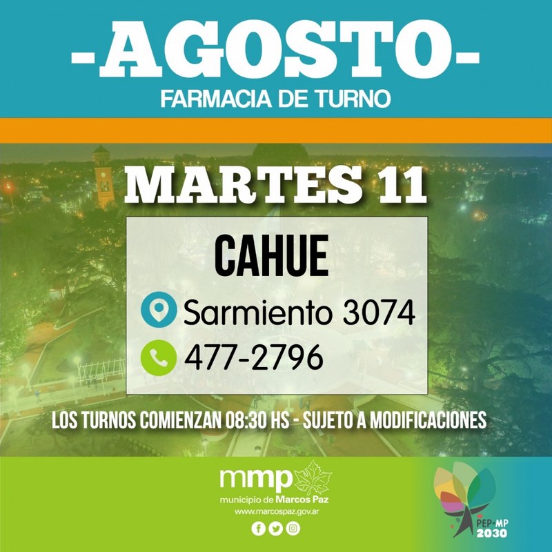 Farmacias de turno: Hoy 11/08