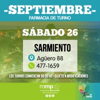 Farmacia de turno de hoy, 26/09