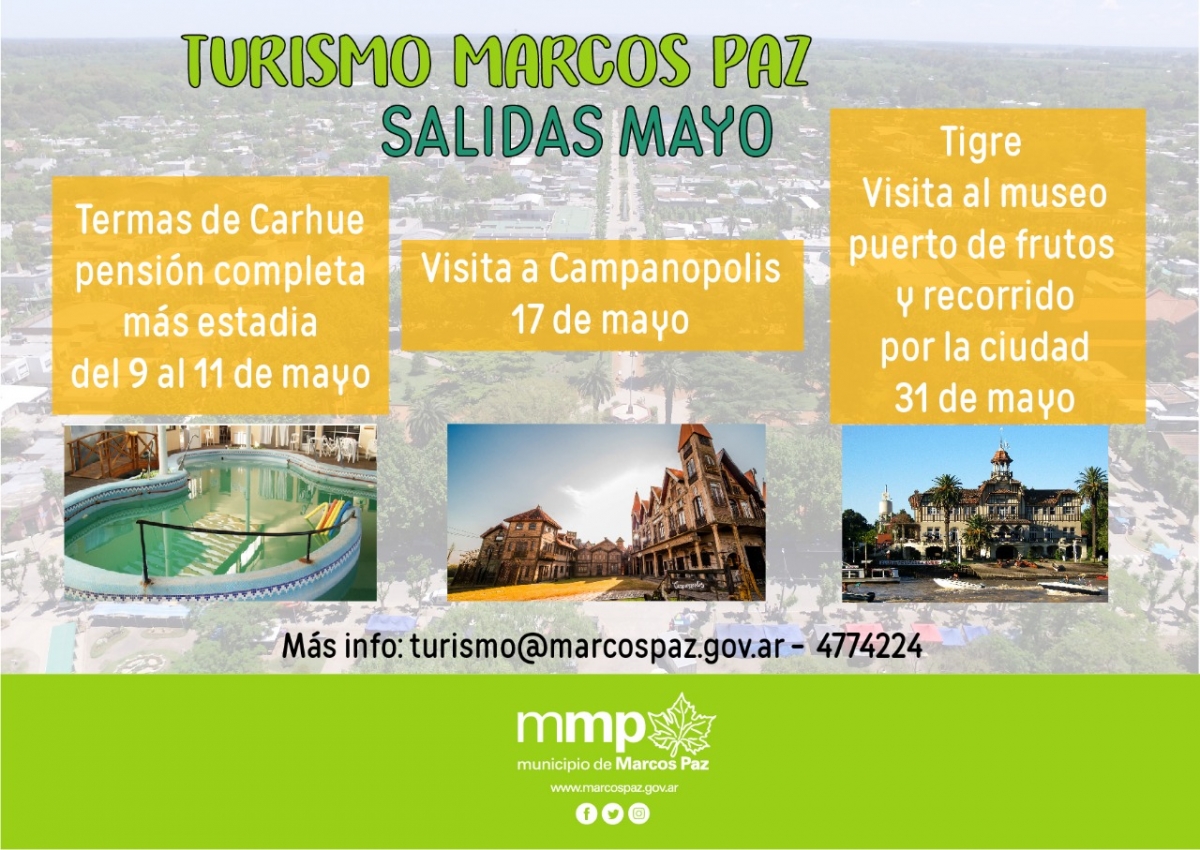 Turismo Marcos Paz: salidas de mayo