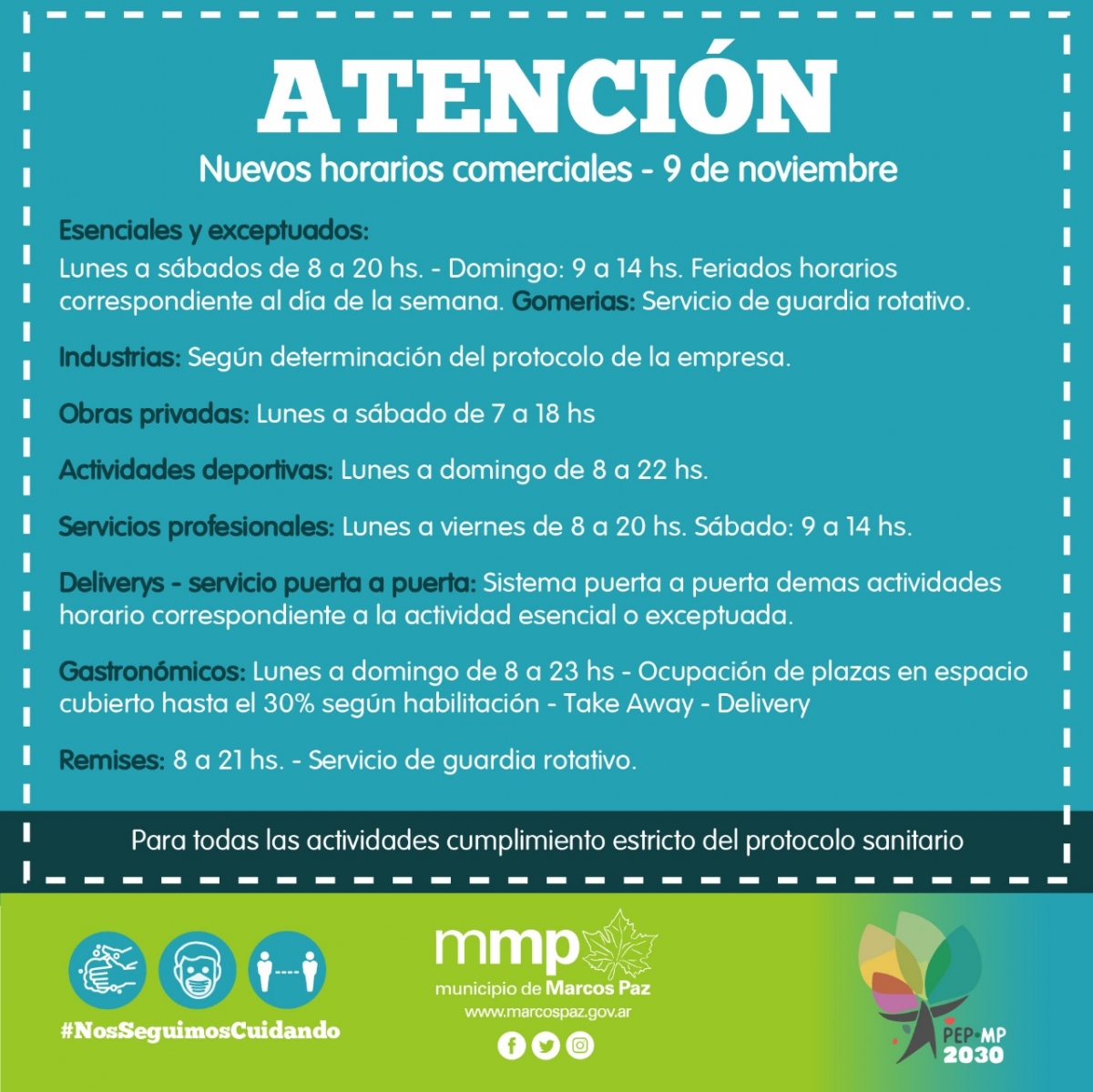 #Atención: Nuevos horarios comerciales.