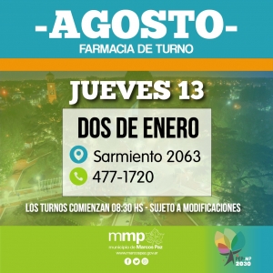 Farmacia de turno del día de hoy 13/08