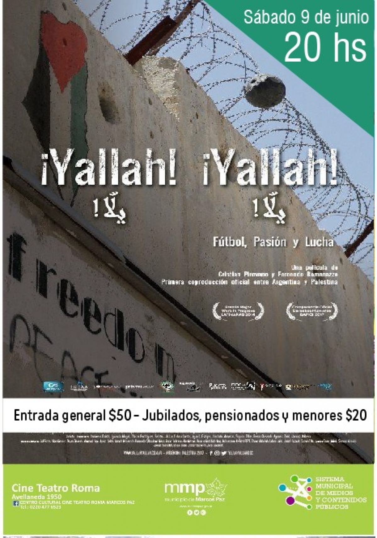 Sábado 20hs documental sobre fútbol en Palestina ¡YALLAH! ¡YALLAH!