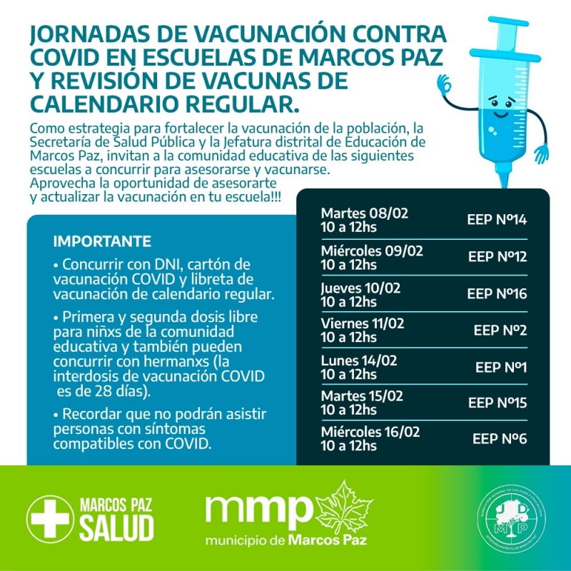 Jornadas de vacunación en escuelas