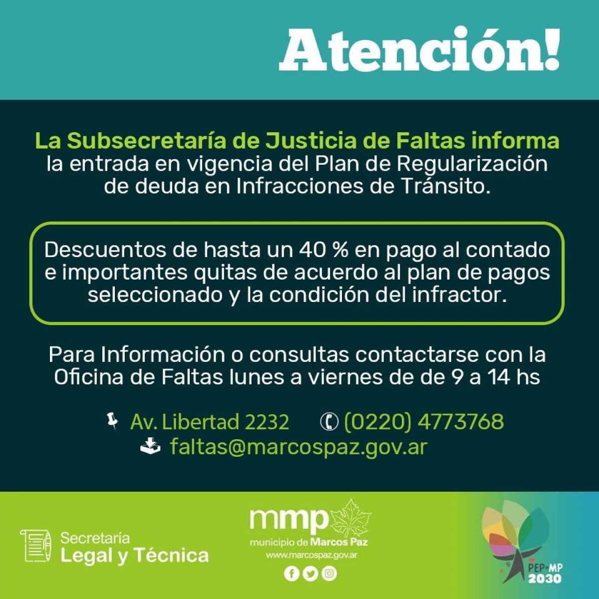 #Atención: Comunicado de la Subsecretaría de Justicia de Faltas