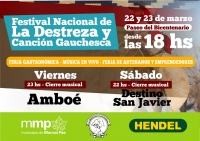 22 y 23 de marzo, FESTIVAL NACIONAL DE LA DESTREZA Y LA CANCIÓN GAUCHESCA