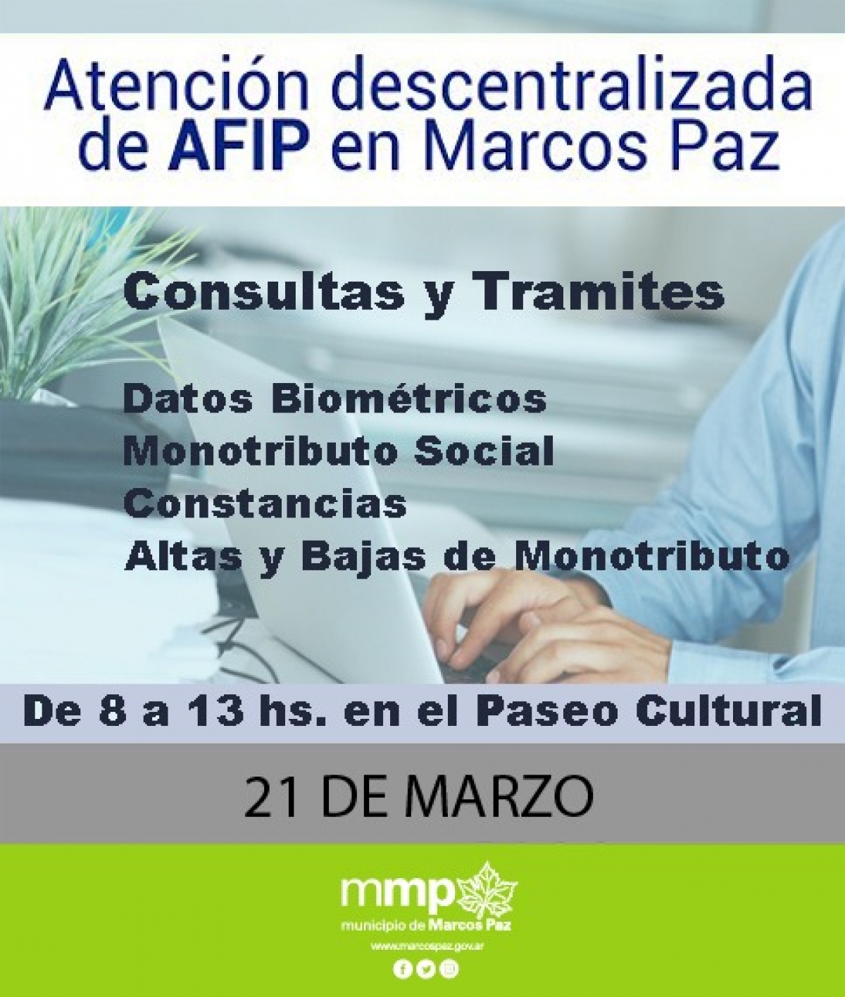 Atención descentralizada de AFIP en Marcos Paz