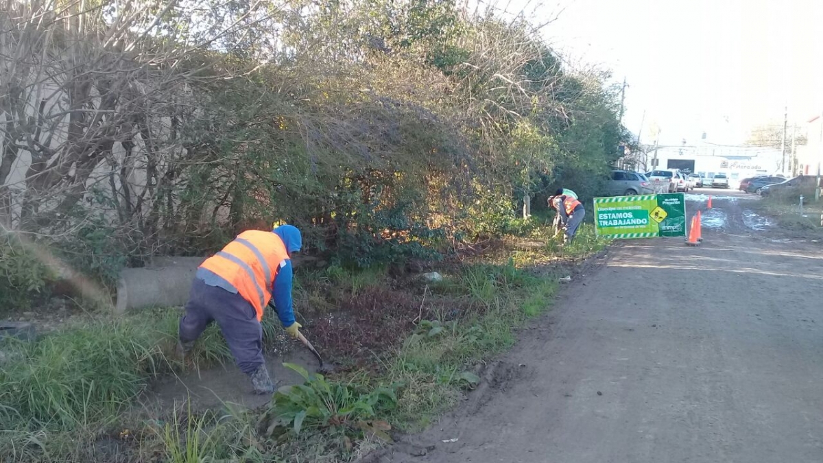 Limpieza de desagües pluviales en Pellegrini y Constitución