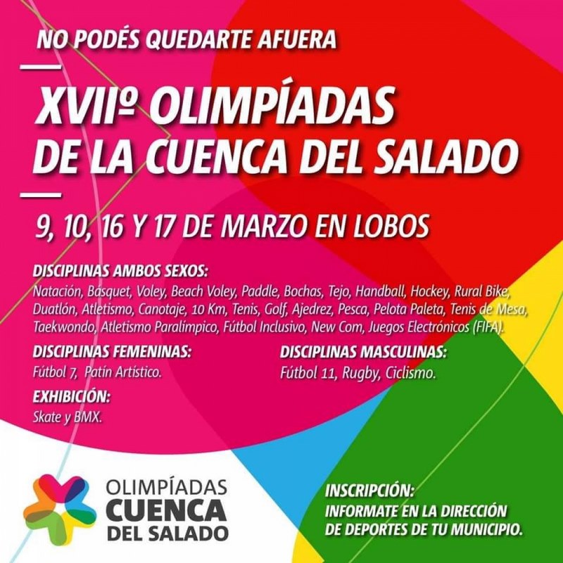 Inscripción de las Olimpiadas de la Cuenca del Salado 2019