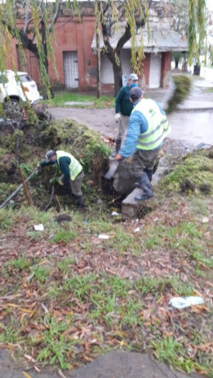 Limpieza y mantenimiento del canal pluvial de calle Rivadavia