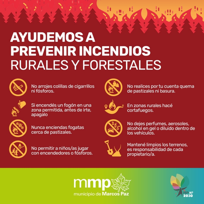 Recomendaciones para prevenir incendios forestales y rurales.