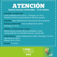 #ATENCIÓN: Nuevos horarios comerciales.