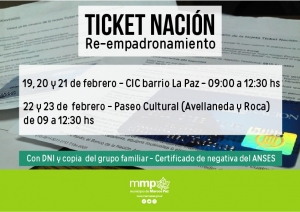 Reempadronamiento para beneficiarios del Ticket Nación