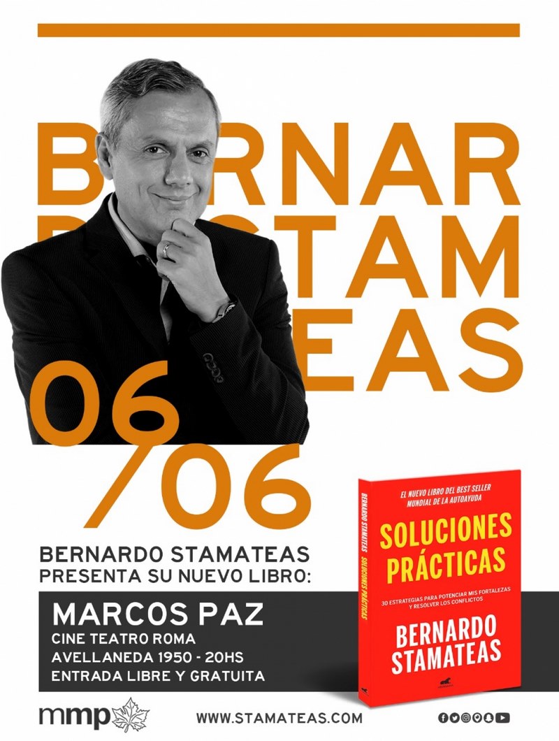 Jueves 6 de junio, BERNARDO STAMATEAS en Marcos Paz