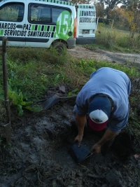 Reparación de perdida de agua y desobstrucción de desagüe cloacal en barrio el Prado.