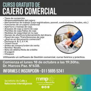 Curso Gratuito de Cajero Comercial