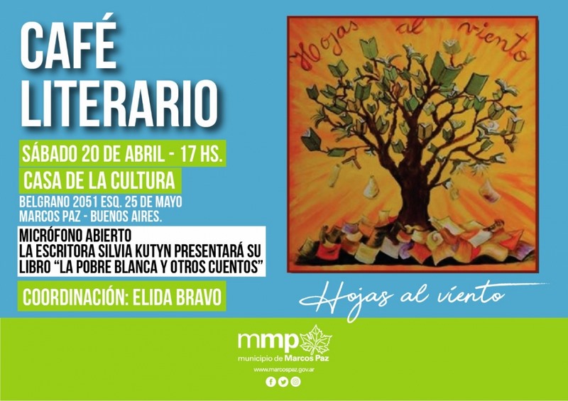 20 de abril, 17hs CAFÉ LITERARIO “HOJAS AL VIENTO”