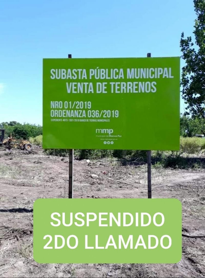 Suspensión del segundo llamado de subasta