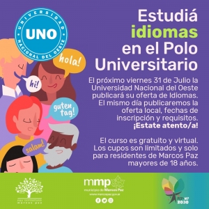  Estudiá IDIOMAS en el Polo Universitario de Marcos Paz.