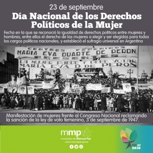 23 de septiembre: Día Nacional de los Derechos Políticos de la Mujer.