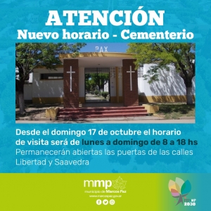 Nuevo horario en el Cementerio