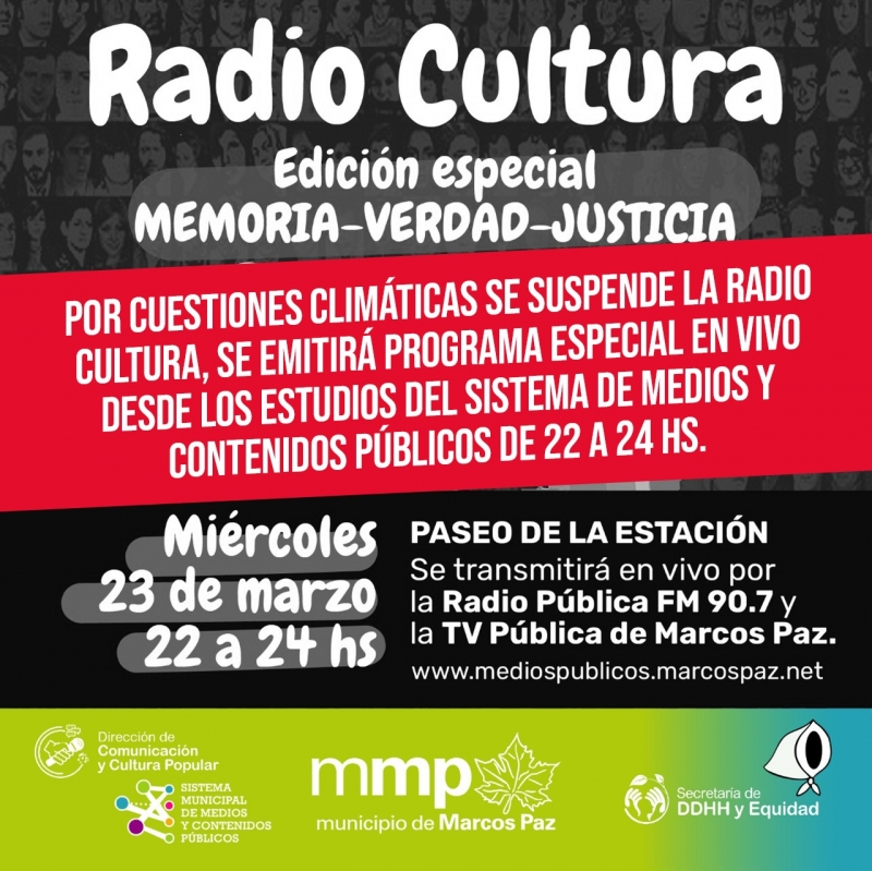 Suspensión de la edición especial de Radio Cultura