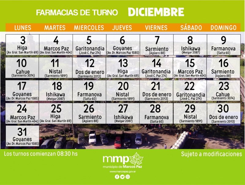 Farmacias de turno en diciembre