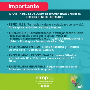 ¡ATENCIÓN! Nuevos horarios vigentes.