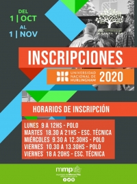 Inscripciones para el ciclo 2020 en la UNaHur