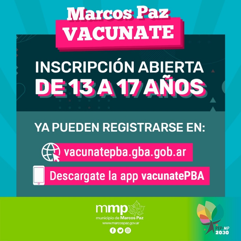 Inscripción abierta de 13 a 17 años