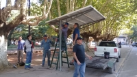 Instalación de un refugio en la plaza San Martín