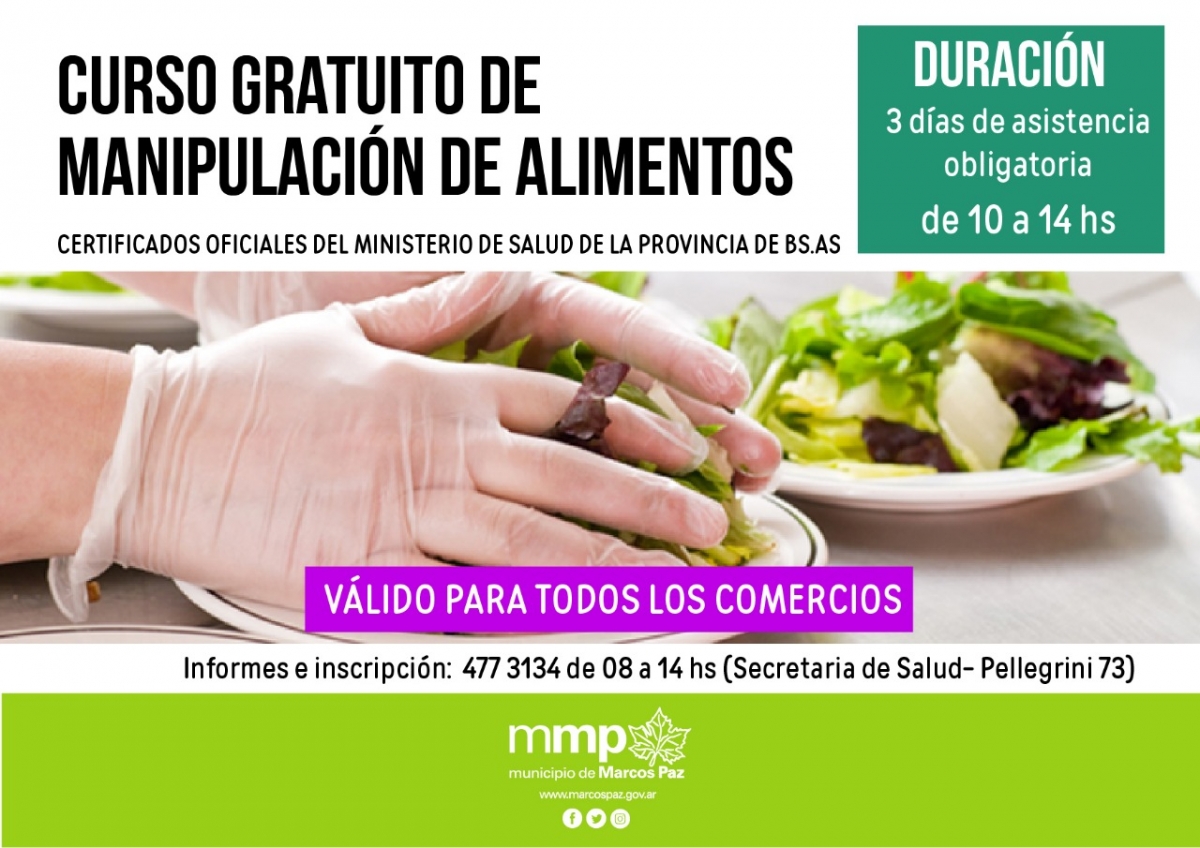 Curso gratuito de manipulación de alimentos