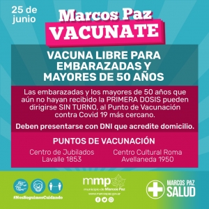 Vacuna libre para embarazadas y mayores de 50