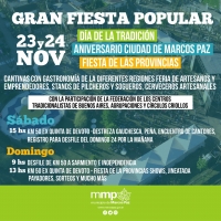 Sábado 23 y domingo 24 de noviembre, GRAN FIESTA POPULAR